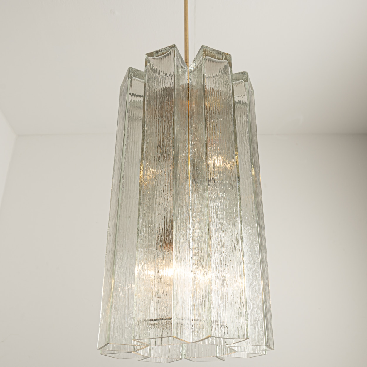 1 of the 2 Eight Glass Tubes Chandelier by Doria Leuchten, Germany 1970