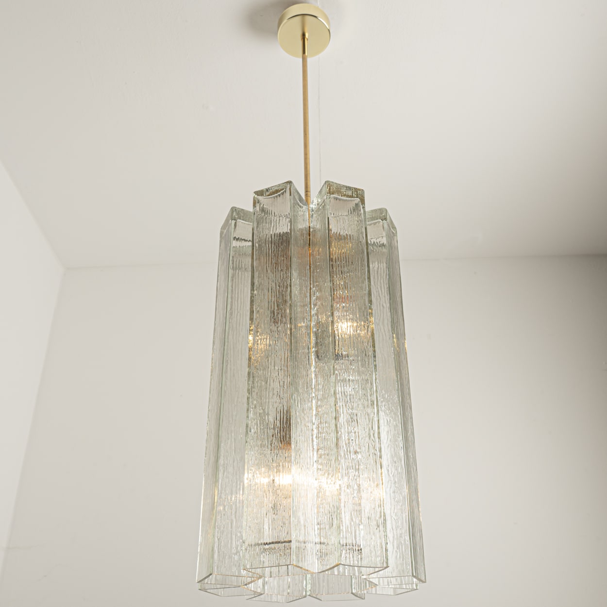 1 of the 2 Eight Glass Tubes Chandelier by Doria Leuchten, Germany 1970
