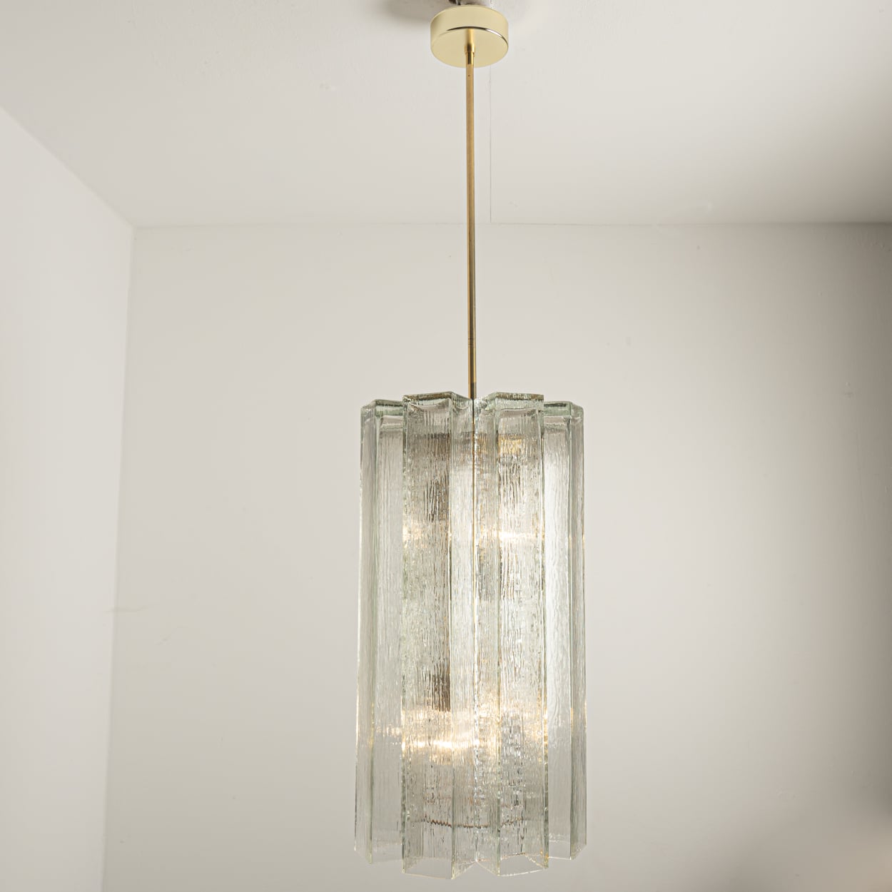 1 of the 2 Eight Glass Tubes Chandelier by Doria Leuchten, Germany 1970