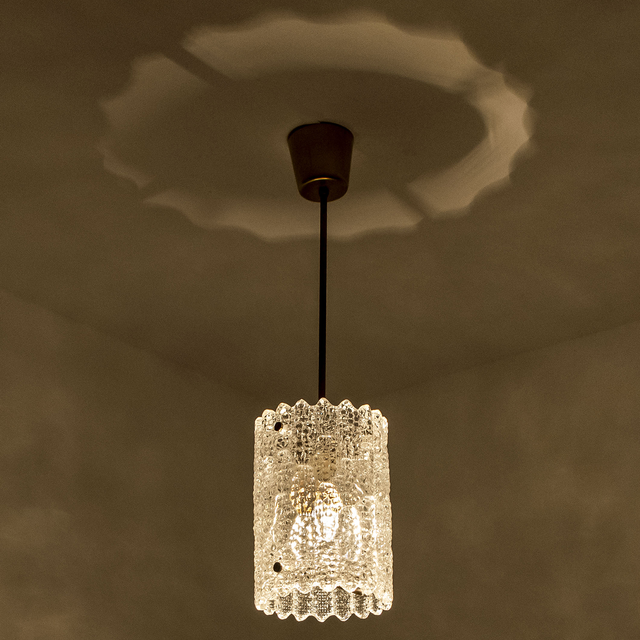 1 of 3 Brass and Crystal Glass Pendant by Carl Fagerlund for Orrefors, Sweden