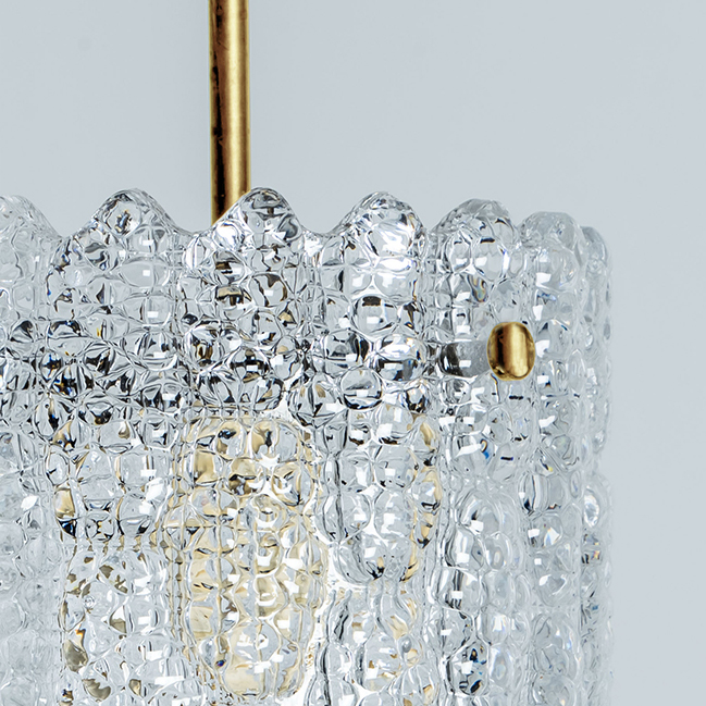 1 of 3 Brass and Crystal Glass Pendant by Carl Fagerlund for Orrefors, Sweden