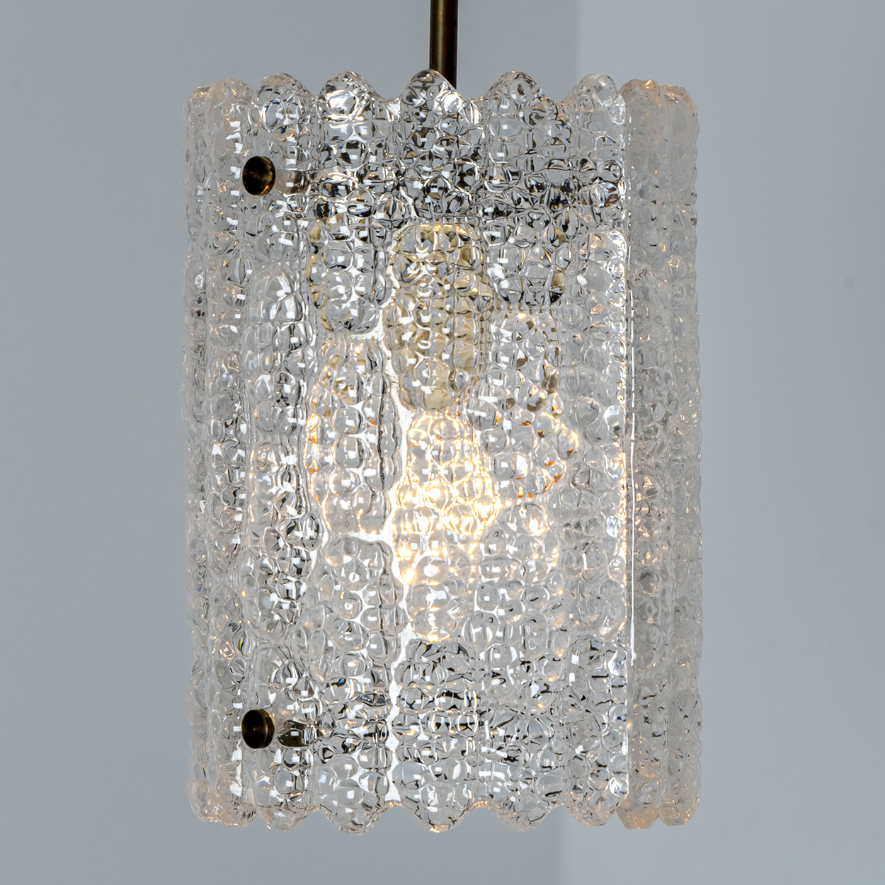 1 of 3 Brass and Crystal Glass Pendant by Carl Fagerlund for Orrefors, Sweden