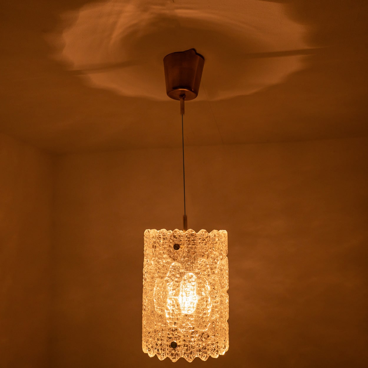 1 of 3 Brass and Crystal Glass Pendant by Carl Fagerlund for Orrefors, Sweden