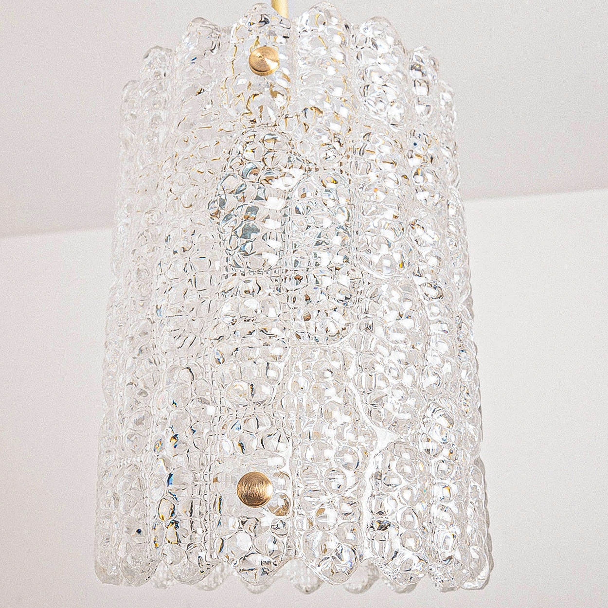 1 of 3 Brass and Crystal Glass Pendant by Carl Fagerlund for Orrefors, Sweden