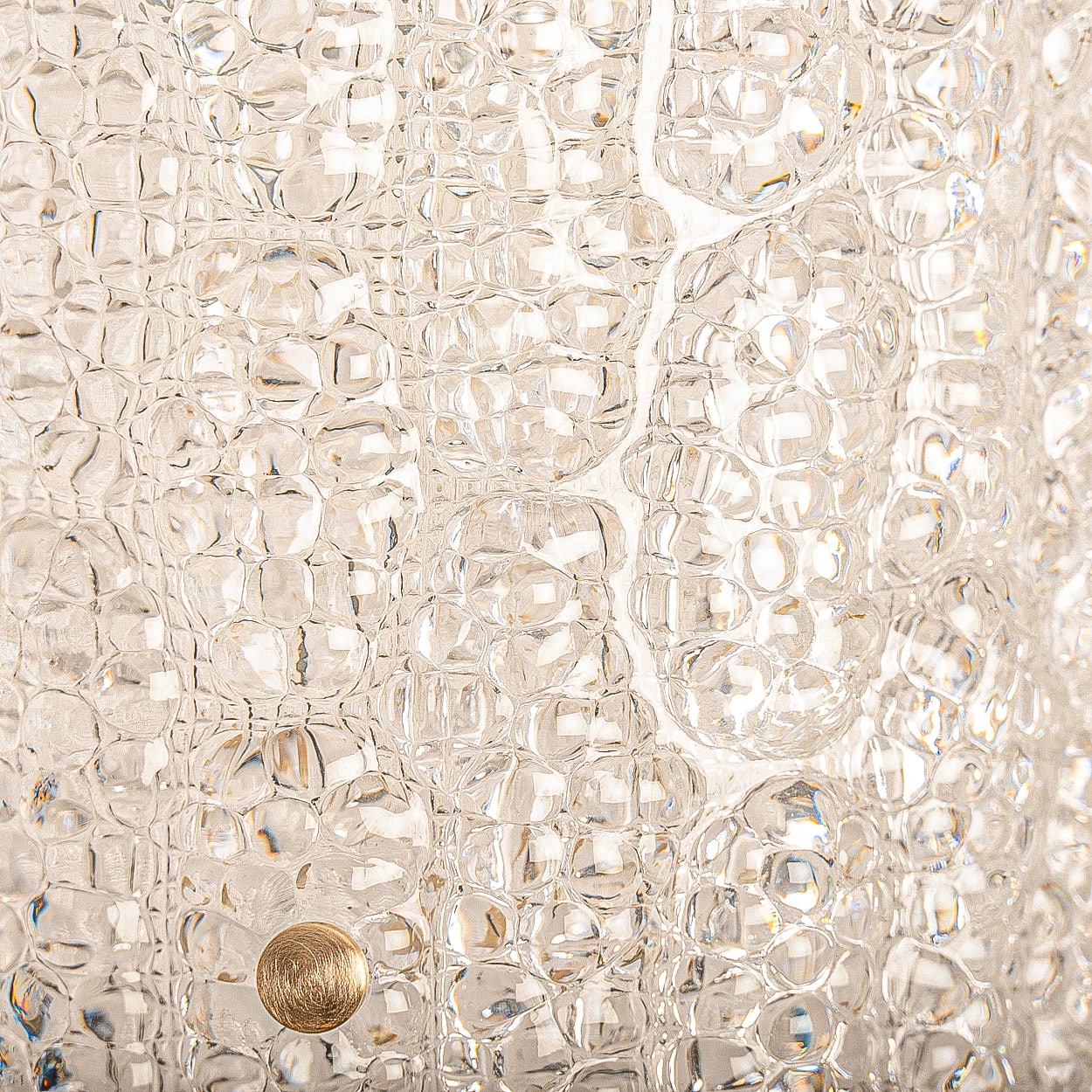 1 of 3 Brass and Crystal Glass Pendant by Carl Fagerlund for Orrefors, Sweden