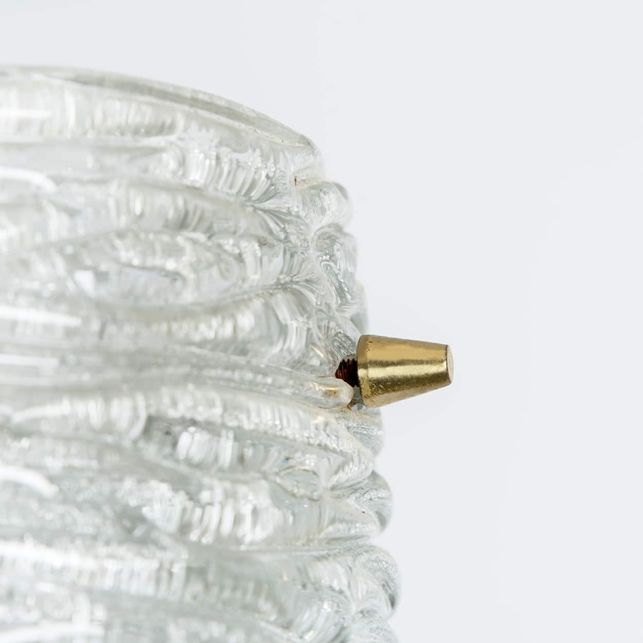 1 of the 3 Brass and Crystal Glass Pendants, Carl Fagerlund for Orrefors, Sweden