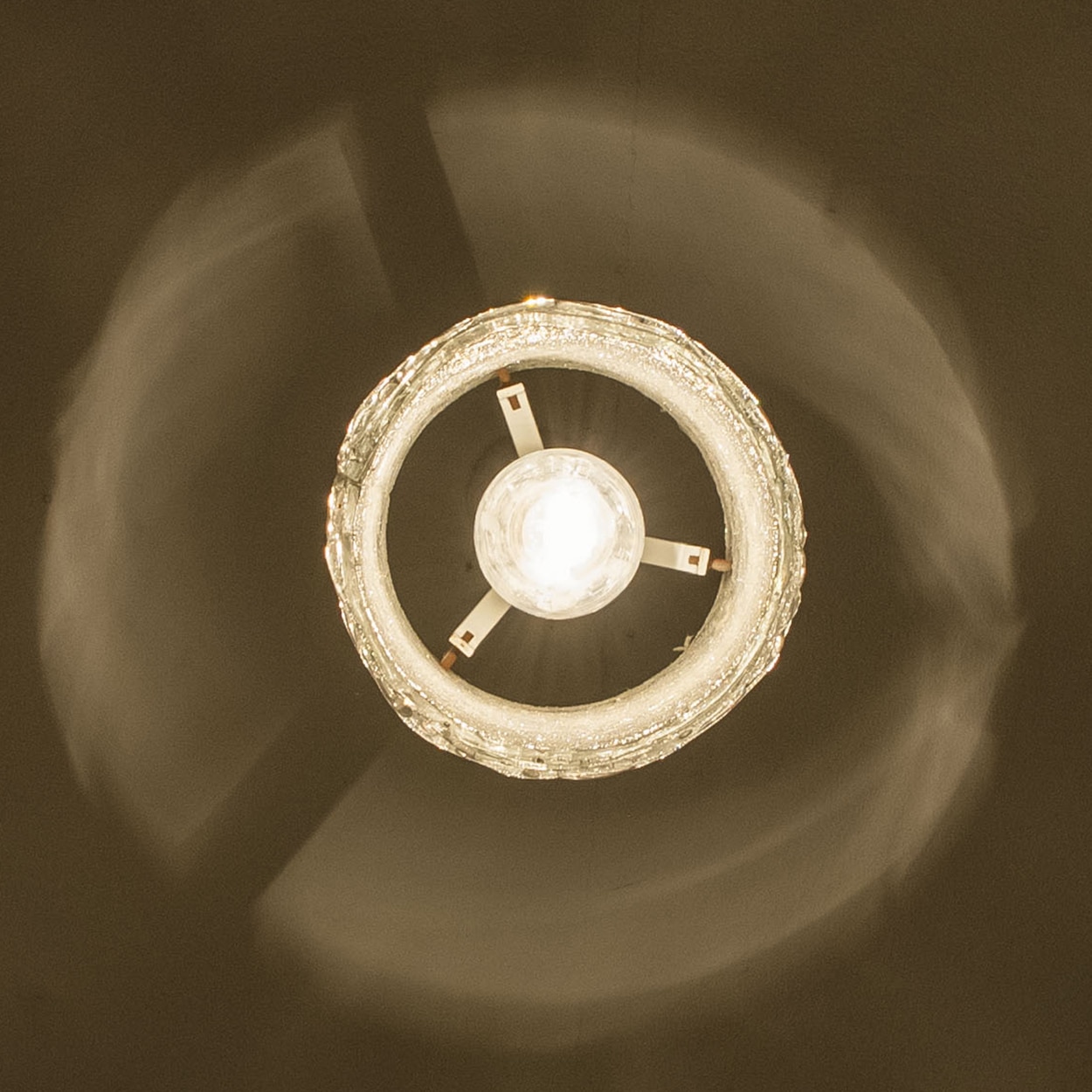 1 of the 3 Brass and Crystal Glass Pendants, Carl Fagerlund for Orrefors, Sweden