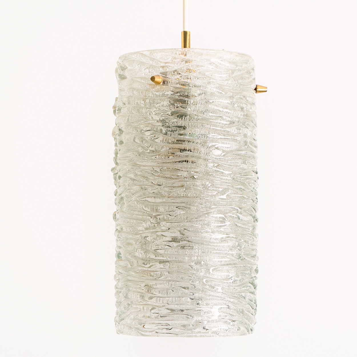 1 of the 3 Brass and Crystal Glass Pendants, Carl Fagerlund for Orrefors, Sweden