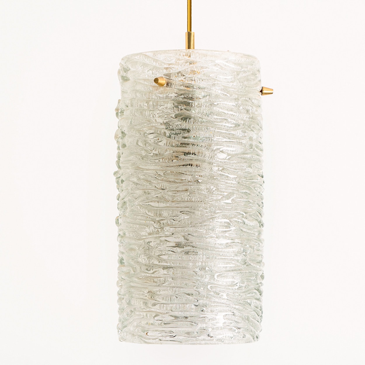 1 of the 3 Brass and Crystal Glass Pendants, Carl Fagerlund for Orrefors, Sweden