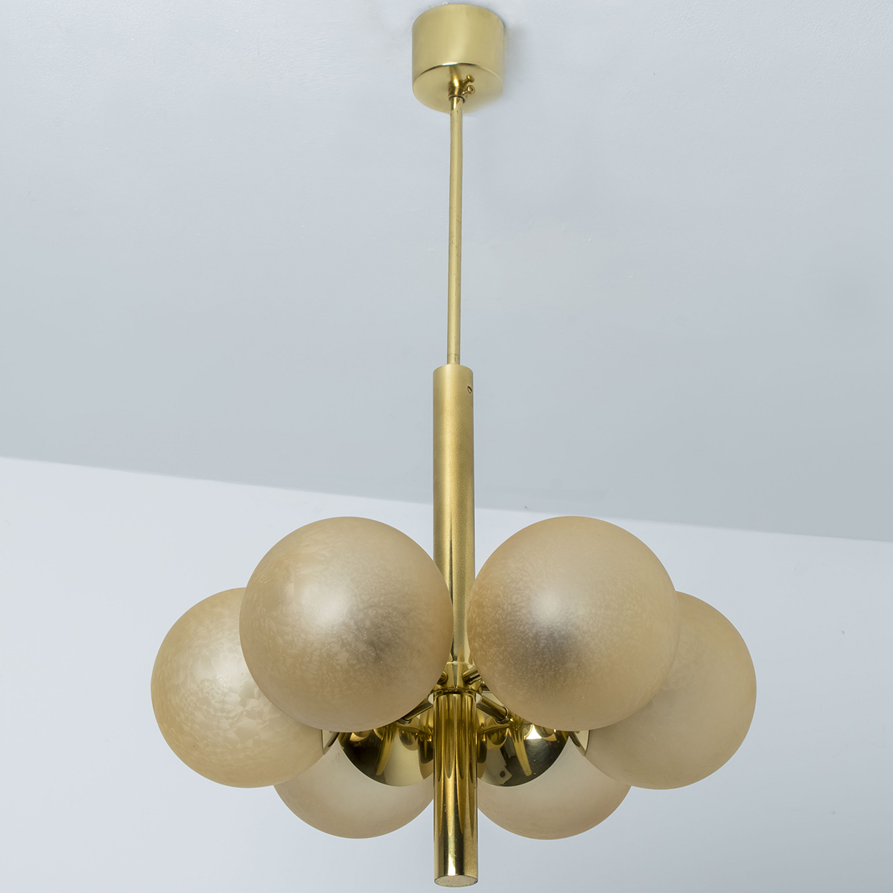 Molecular Chandelier by Kaiser with Hand Blown Amber Glass