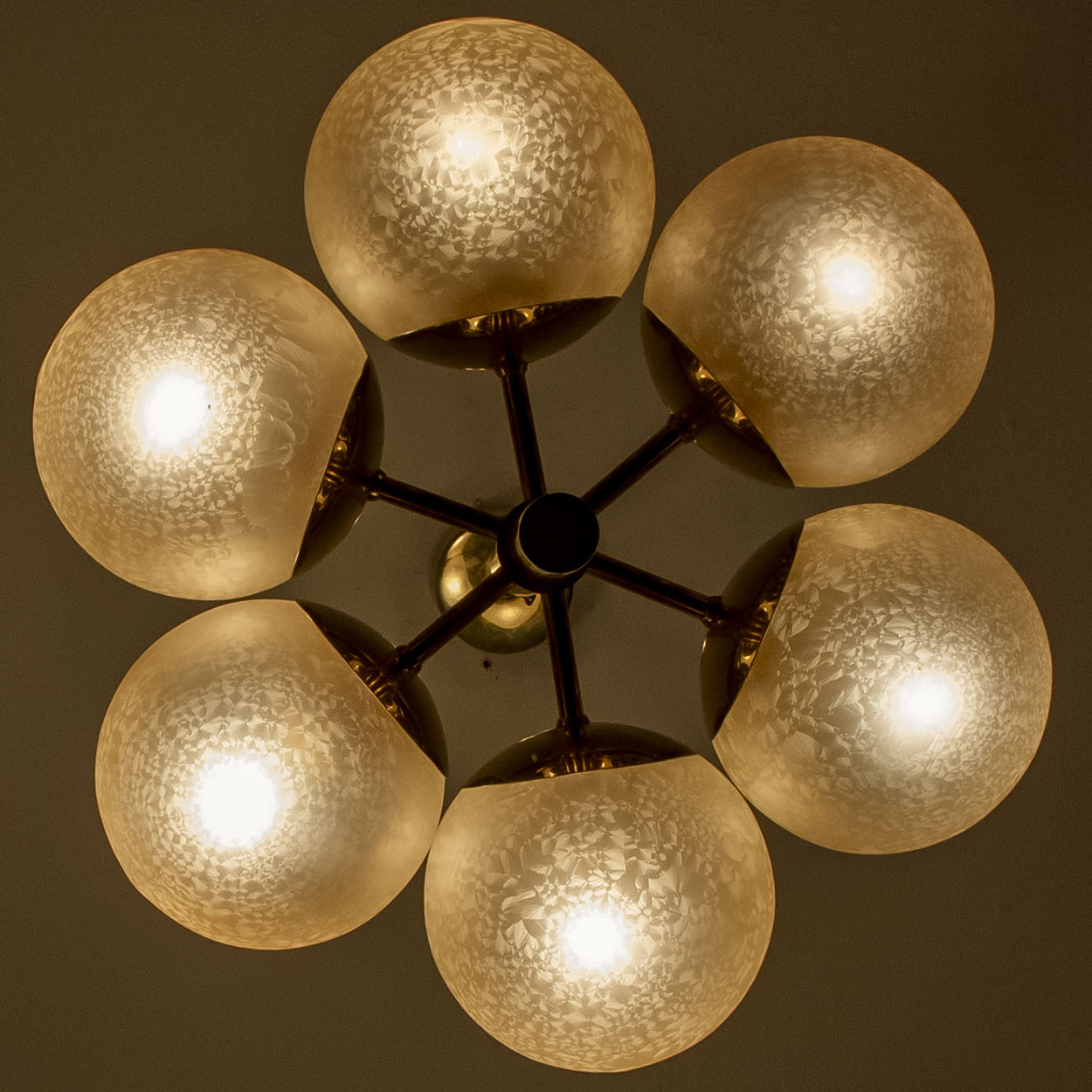 Molecular Chandelier by Kaiser with Hand Blown Amber Glass