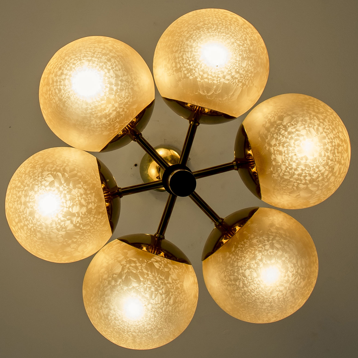 Molecular Chandelier by Kaiser with Hand Blown Amber Glass