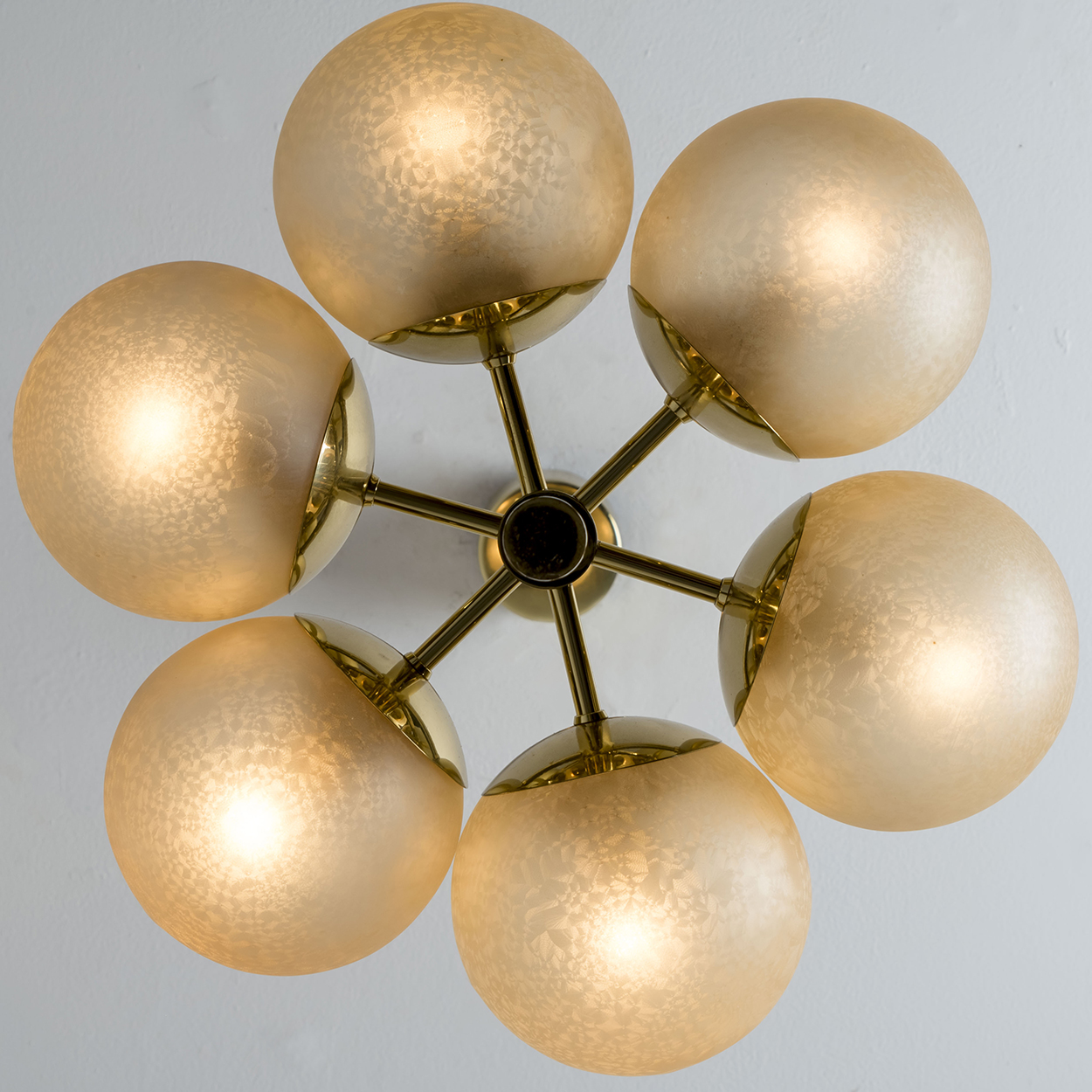 Molecular Chandelier by Kaiser with Hand Blown Amber Glass