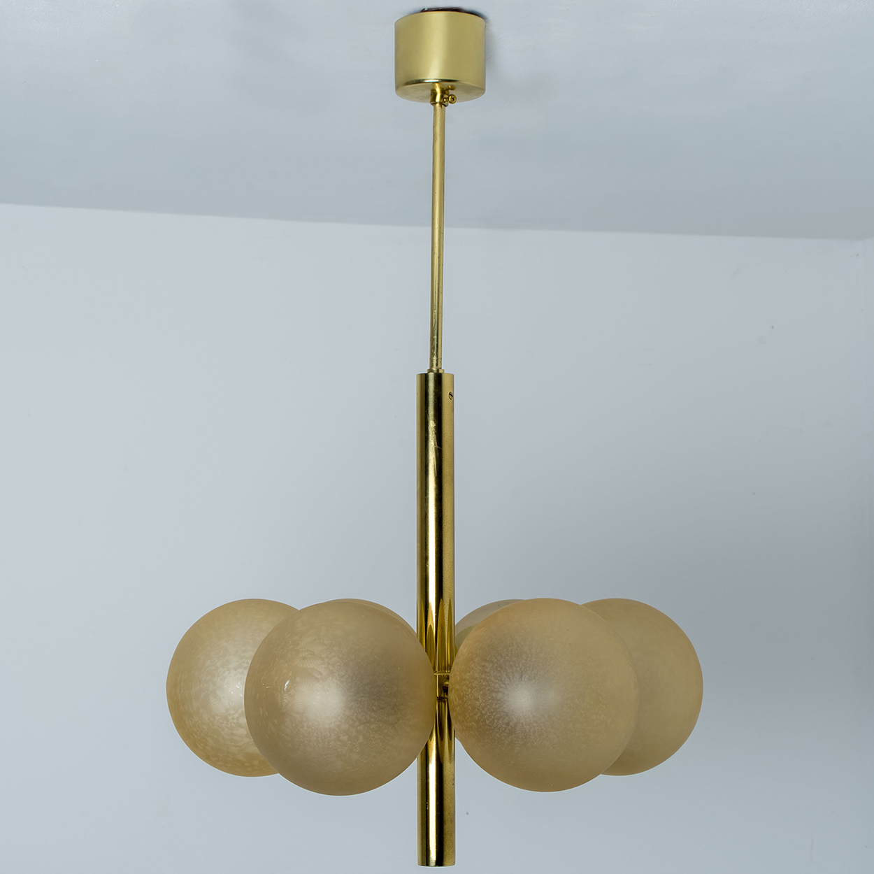 Molecular Chandelier by Kaiser with Hand Blown Amber Glass