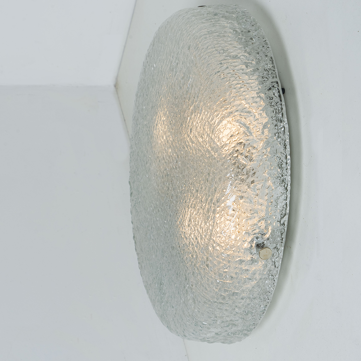 Round Clear Textured Glass Flush Mount, Limburg