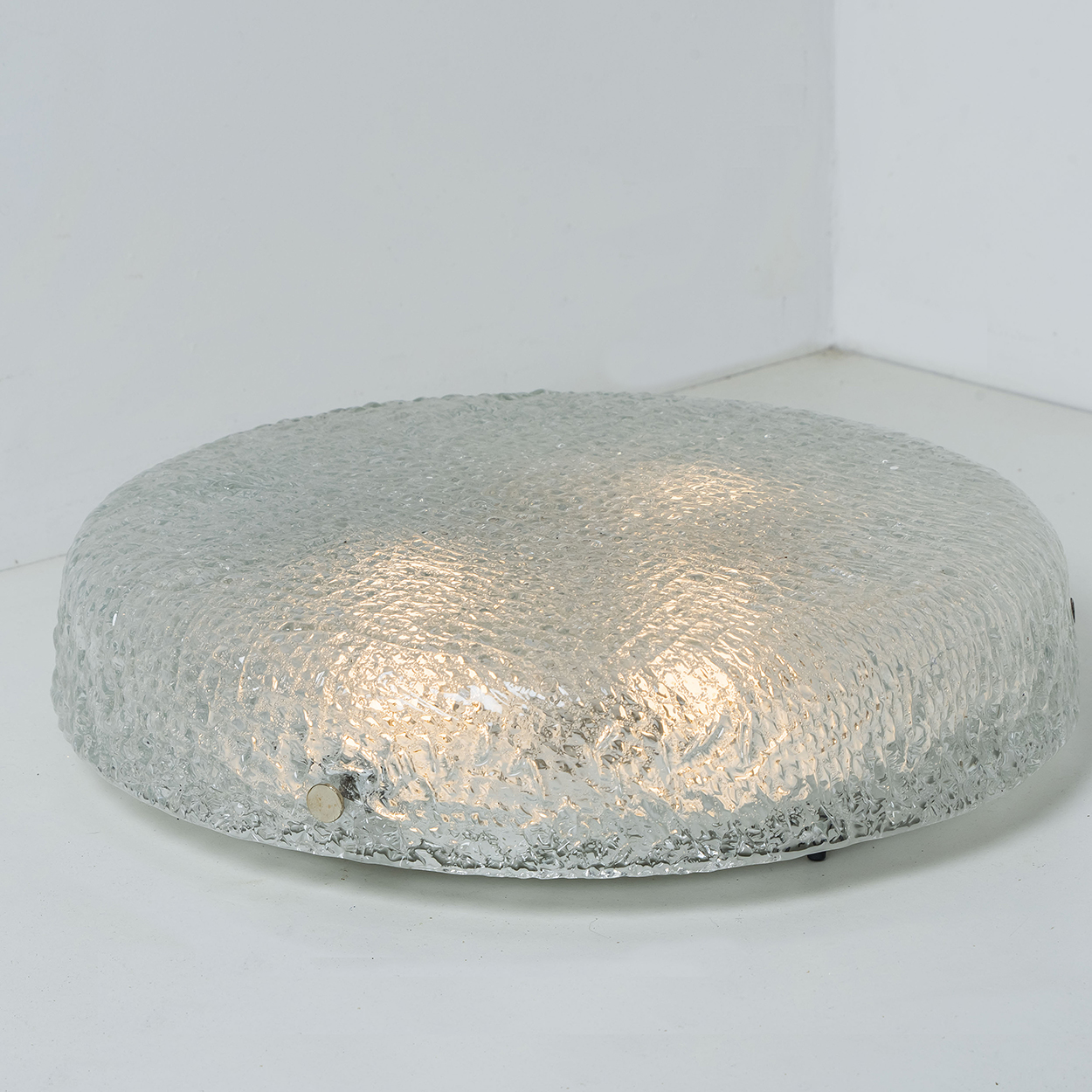 Round Clear Textured Glass Flush Mount, Limburg