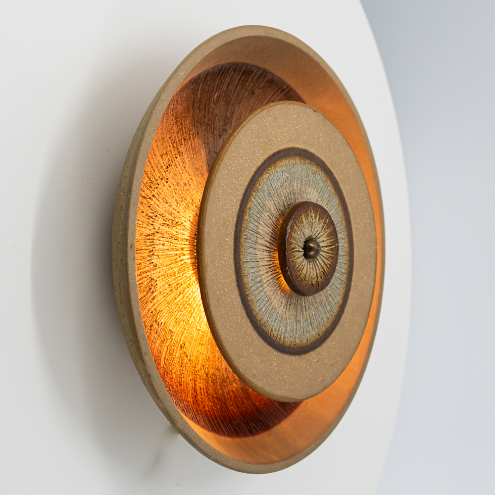 1 of the 3 Magnificent Ceramic Wall Lights, Denmark, 1970s