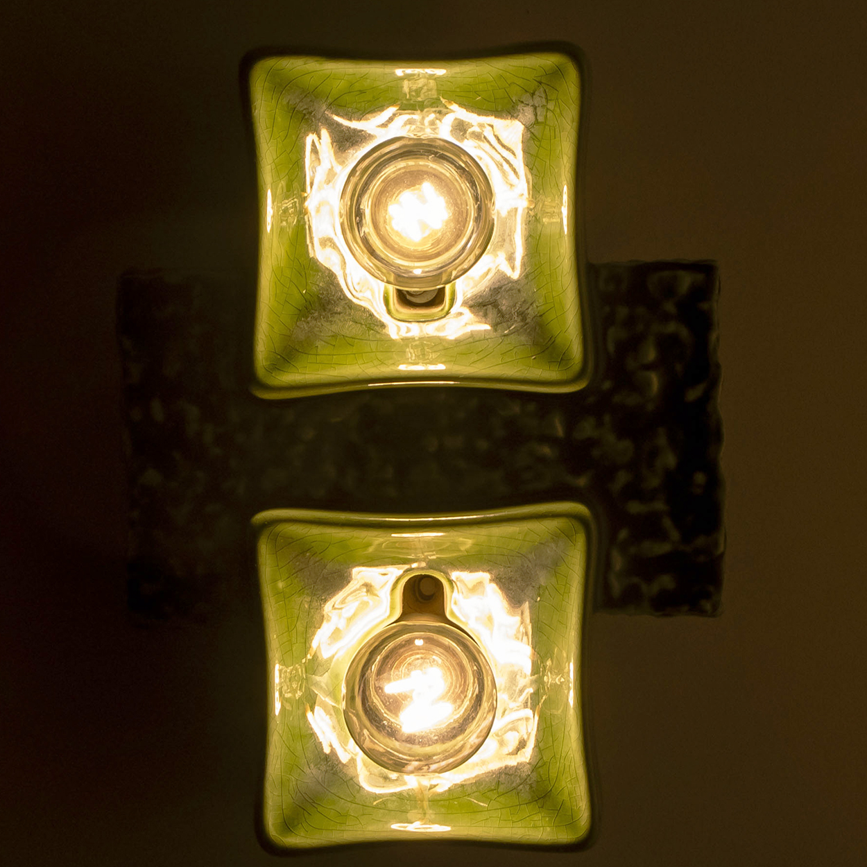 1 of the 2 Pan Ceramics Green Textured Square Wall Lights, 1960s