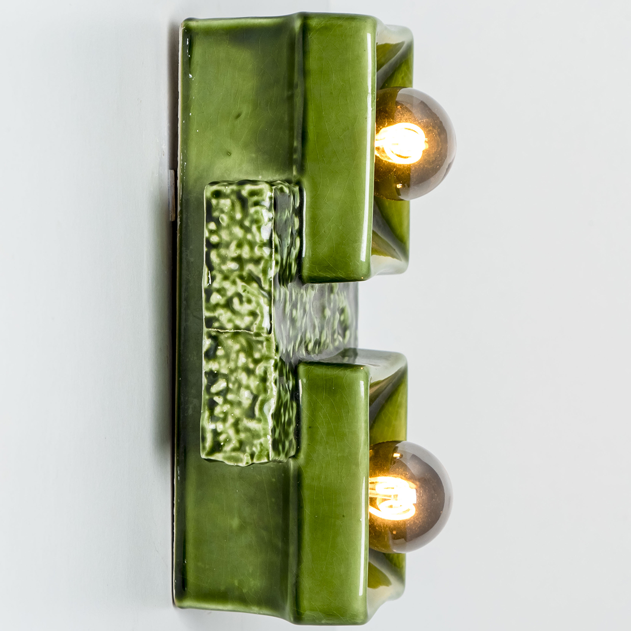 1 of the 2 Pan Ceramics Green Textured Square Wall Lights, 1960s