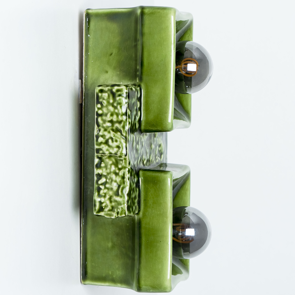 1 of the 2 Pan Ceramics Green Textured Square Wall Lights, 1960s