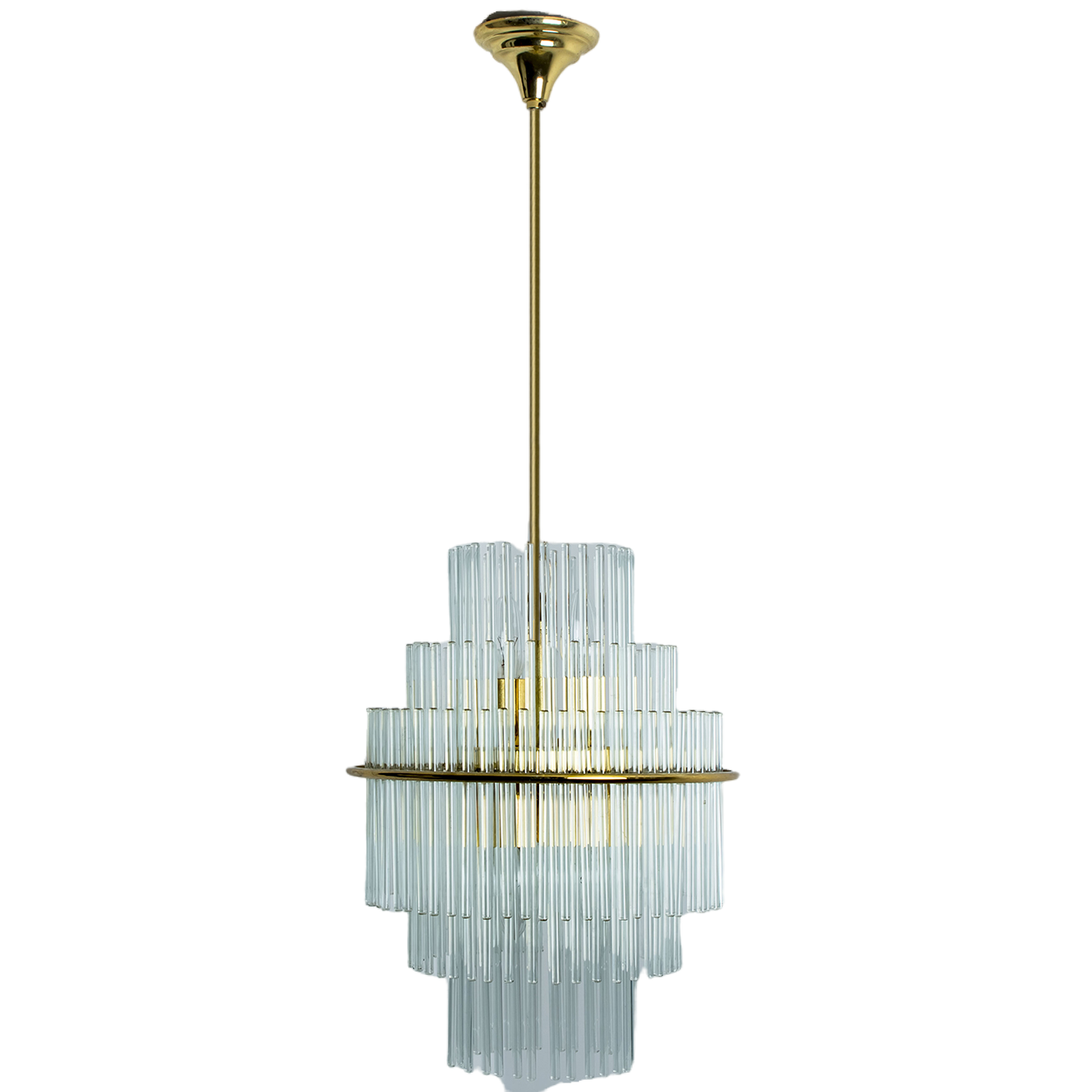 Clear Gold Glass Tube Chandelier by Sciolari, 1970s