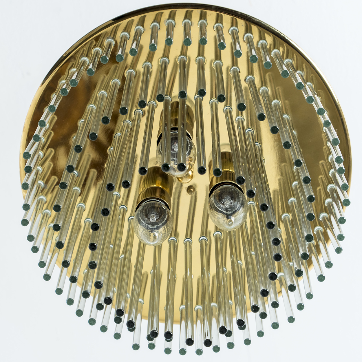 Clear Gold Glass Tube Chandelier by Sciolari, 1970s