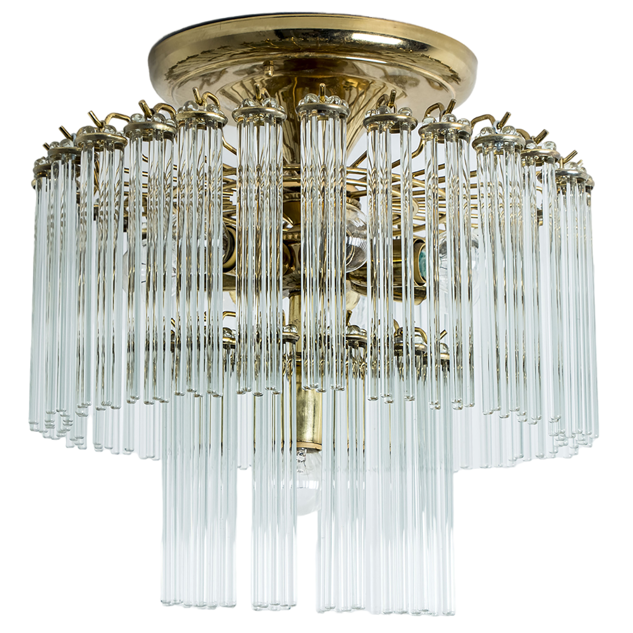 Glass Rod Waterfall Flush Mount Sciolari for Lightolier, Italy 1960