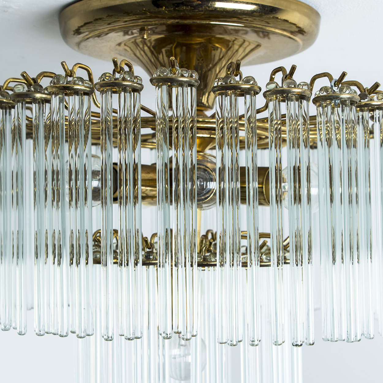 Glass Rod Waterfall Flush Mount Sciolari for Lightolier, Italy 1960