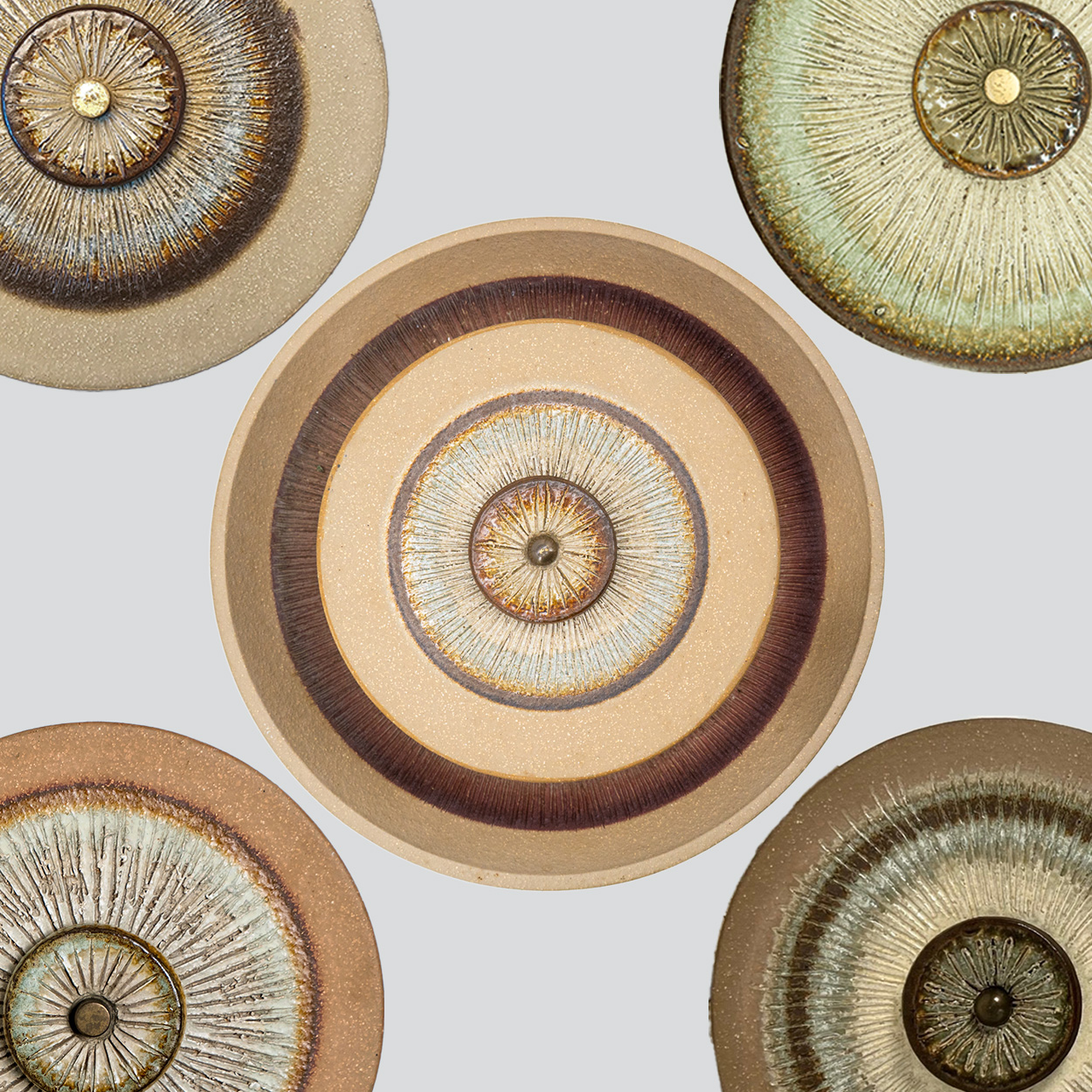 Several Stunning Ceramic Wall Lights by Axella, Denmark 1970