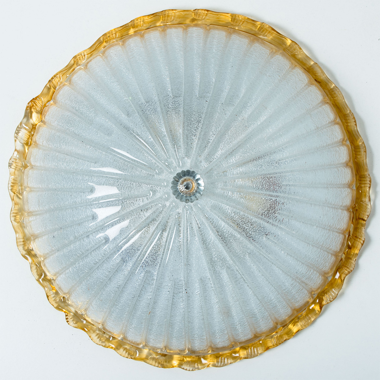 Flush Mount with Ochre and Clear Murano Glass by Barovier & Toso, Italy