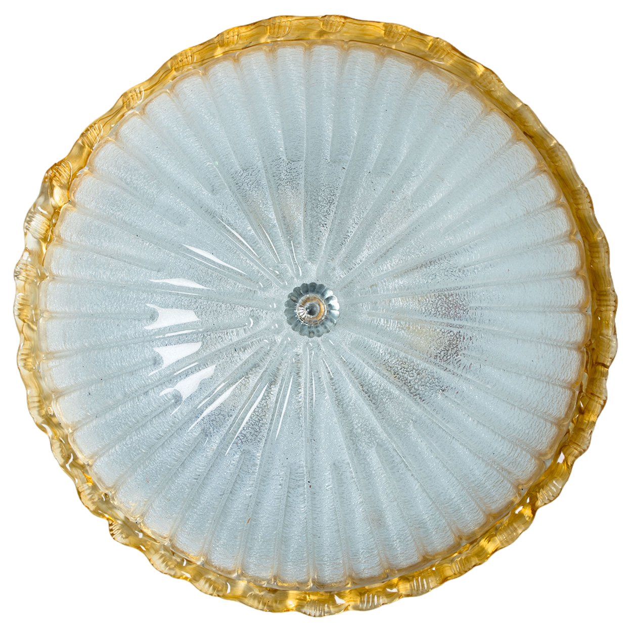 Flush Mount with Ochre and Clear Murano Glass by Barovier & Toso, Italy