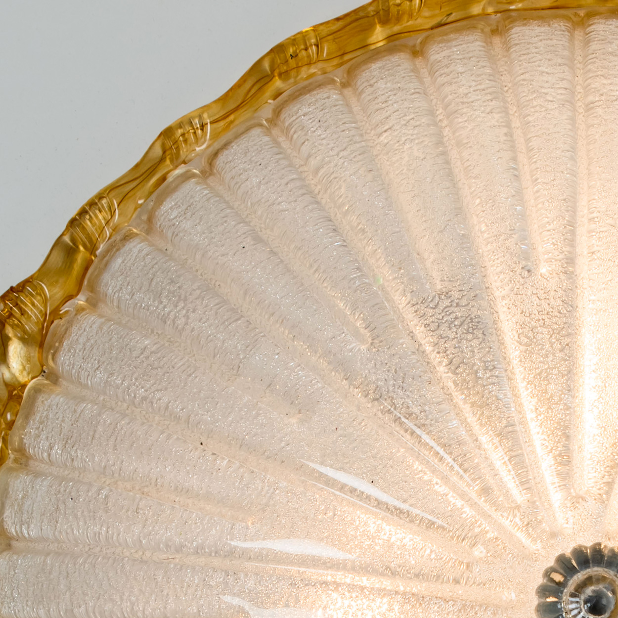 Flush Mount with Ochre and Clear Murano Glass by Barovier & Toso, Italy