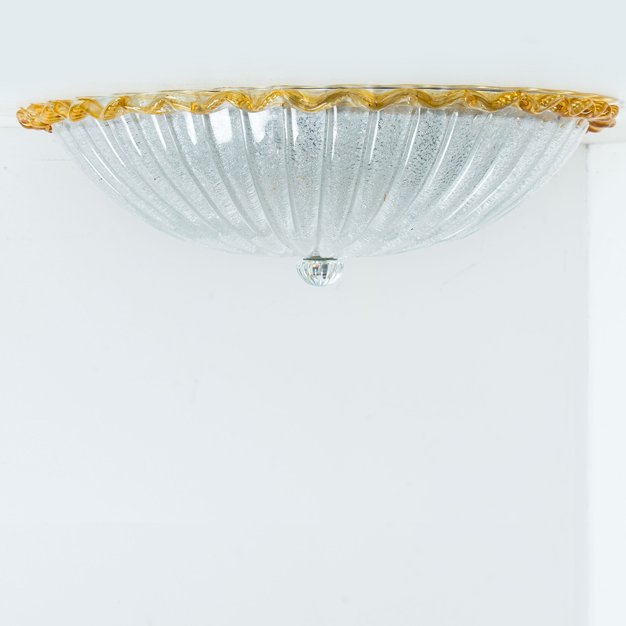 Flush Mount with Ochre and Clear Murano Glass by Barovier & Toso, Italy