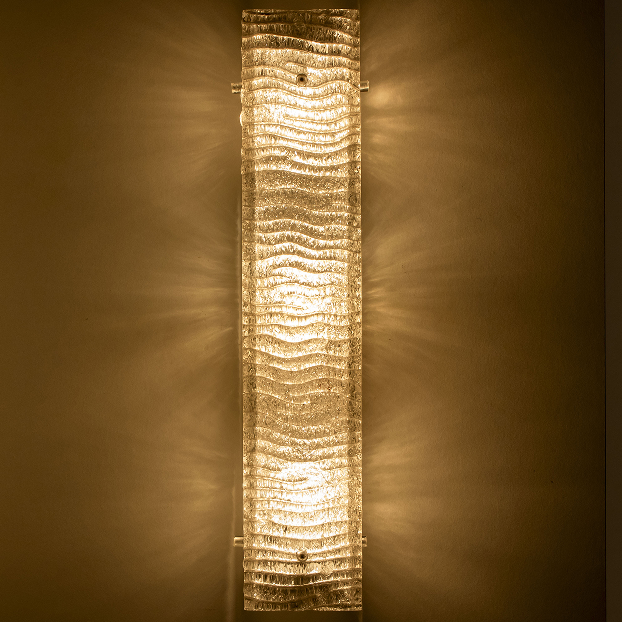 Several XL Structured Kaiser Glass and White Metal Wall Lights