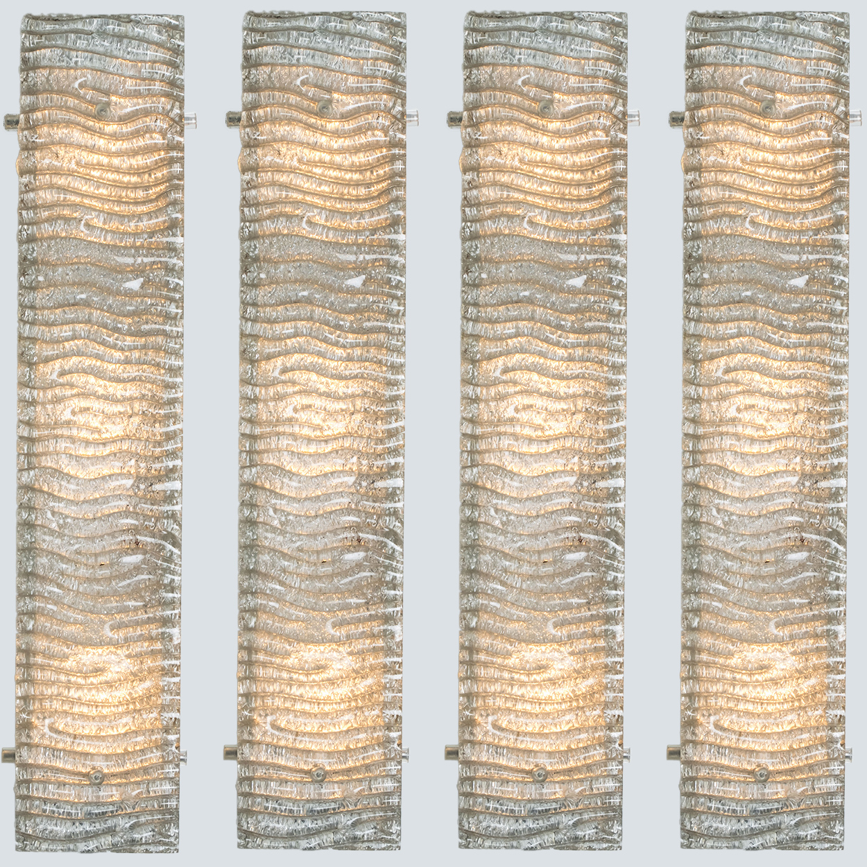 Several XL Structured Kaiser Glass and White Metal Wall Lights