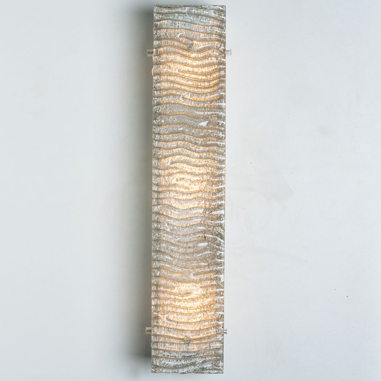 Several XL Structured Kaiser Glass and White Metal Wall Lights