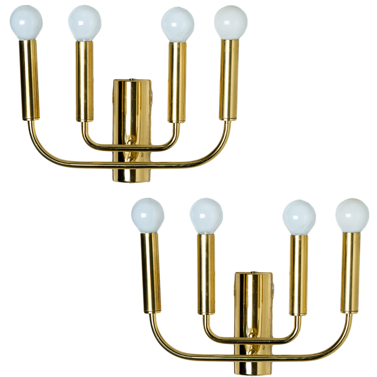 Pair of Brass Wall Lights in the Style of Florian Schulz, Germany