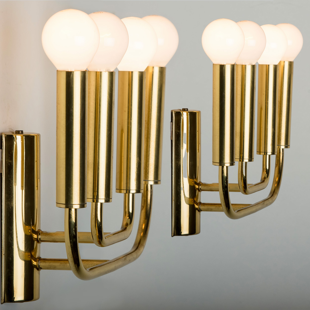 Pair of Brass Wall Lights in the Style of Florian Schulz, Germany