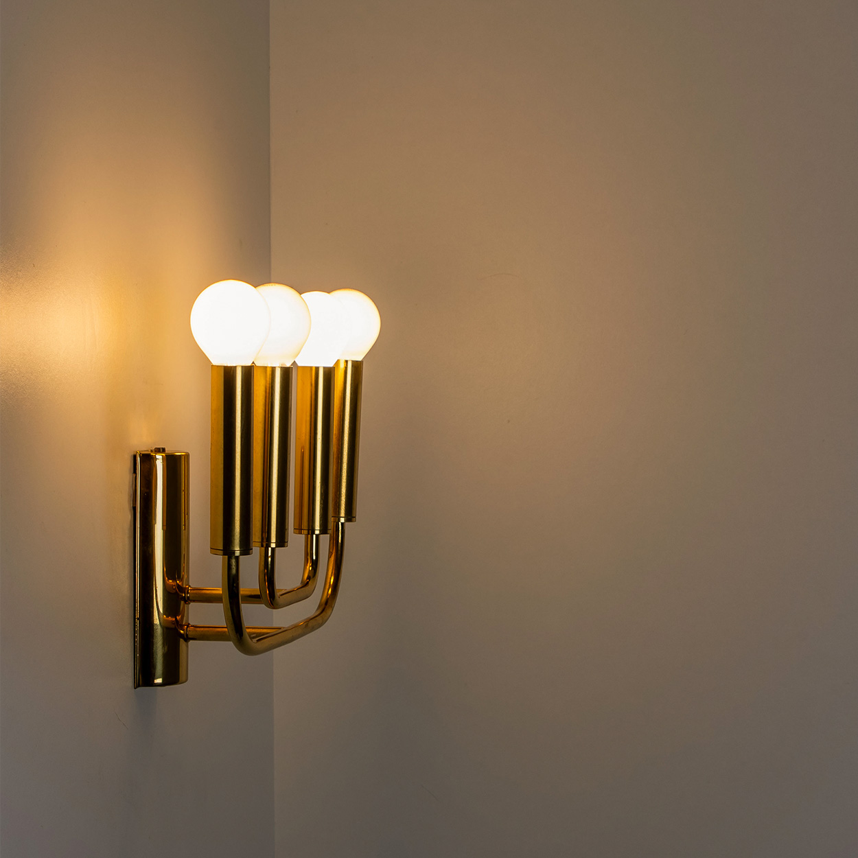 Pair of Brass Wall Lights in the Style of Florian Schulz, Germany