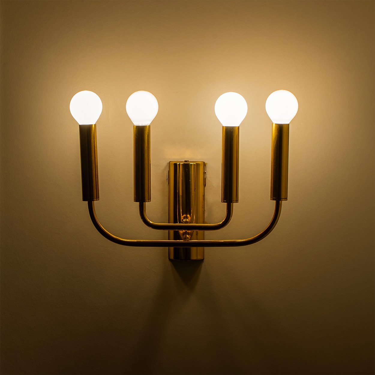 Pair of Brass Wall Lights in the Style of Florian Schulz, Germany