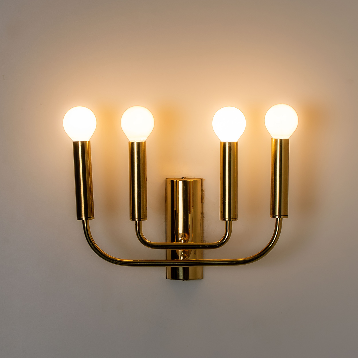 Pair of Brass Wall Lights in the Style of Florian Schulz, Germany