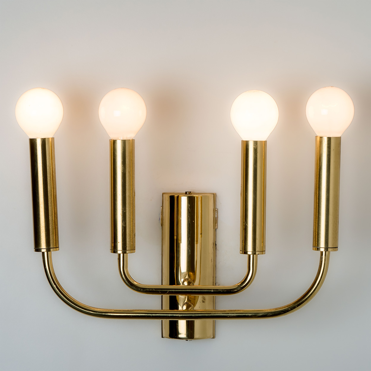 Pair of Brass Wall Lights in the Style of Florian Schulz, Germany