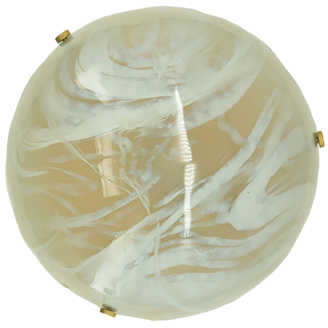 Round White Smoked Marbled Glass Flush Mount by Hillebrand, Germany, 1960s