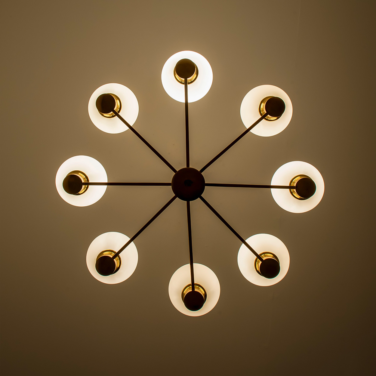 Molecular Chandelier by Kaiser with Hand Blown Opaline Glass