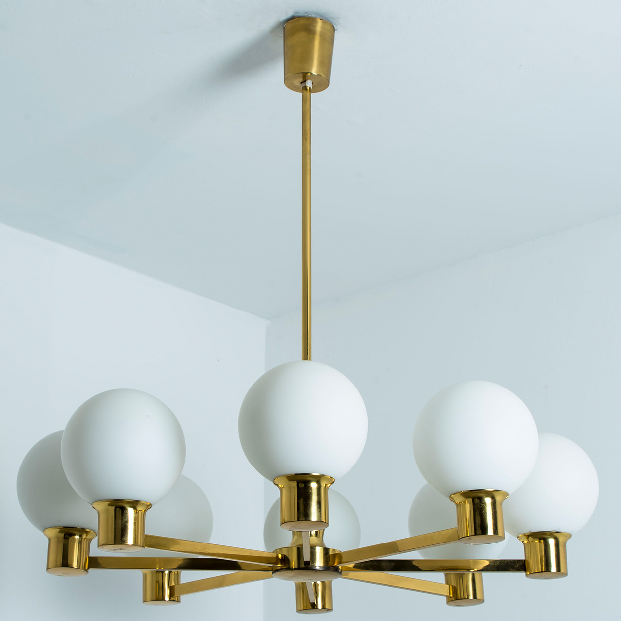 Molecular Chandelier by Kaiser with Hand Blown Opaline Glass