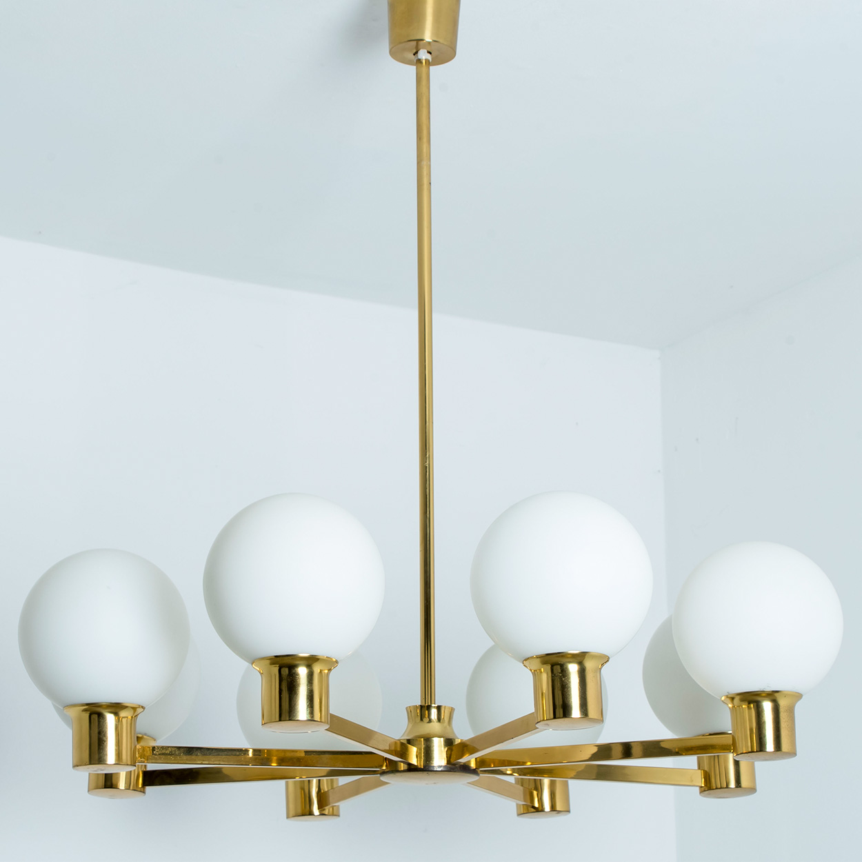 Molecular Chandelier by Kaiser with Hand Blown Opaline Glass