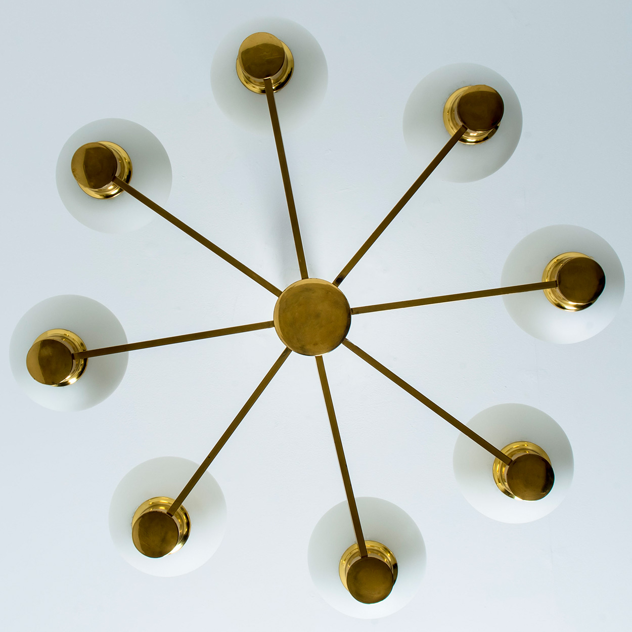 Molecular Chandelier by Kaiser with Hand Blown Opaline Glass