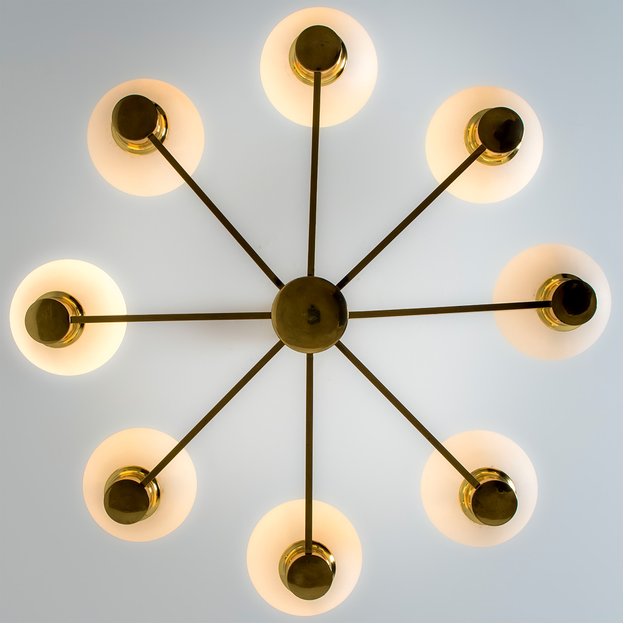 Molecular Chandelier by Kaiser with Hand Blown Opaline Glass