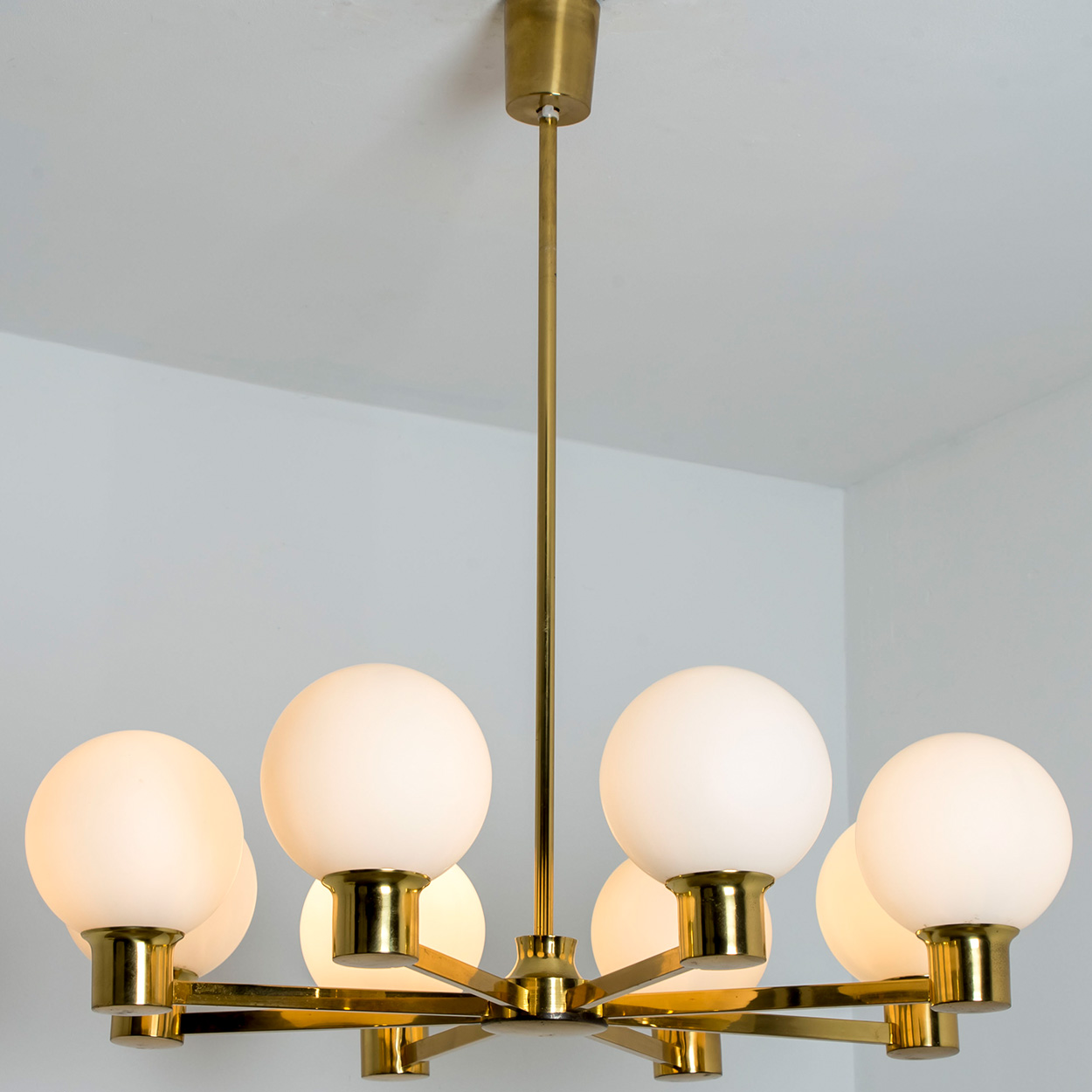 Molecular Chandelier by Kaiser with Hand Blown Opaline Glass