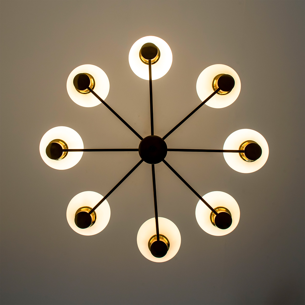 Molecular Chandelier by Kaiser with Hand Blown Opaline Glass